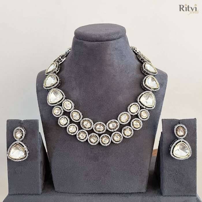 Binaka Designer Polki Diamond Necklace Set