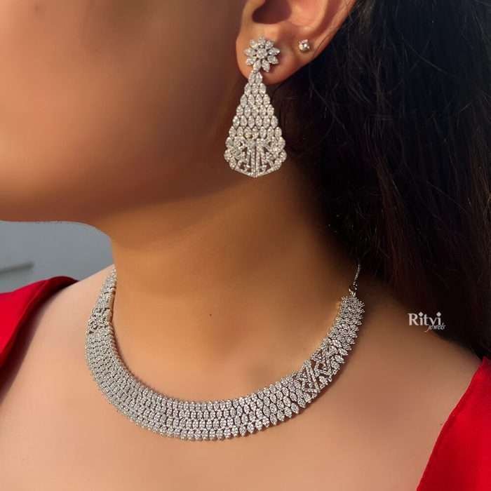 Ritvi jewels Sheen Diamond Necklace Set