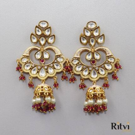 Ritvi Ruby Kundan Mint Earring