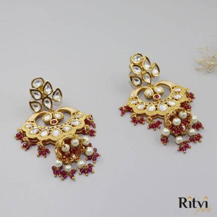 Ritvi Ruby Kundan Mint Earring