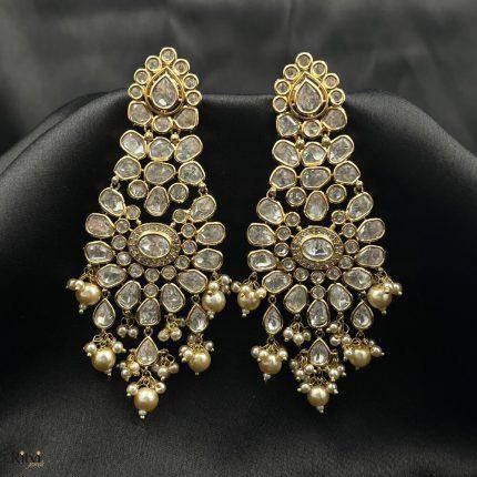 Ritvi Bhavya Kundan Long Earrings 