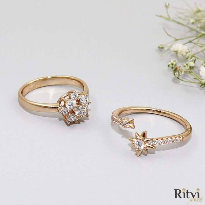 Ritvi Ritvi Jewels Gold Plated Rings Combo 0001
