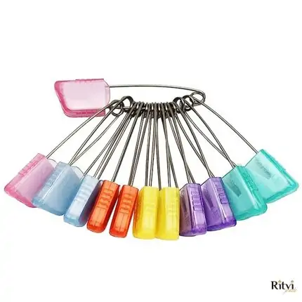 Ritvi Multicolor Plastic Double Lock Large Saree Safety Pin Women (6 pcs) 01