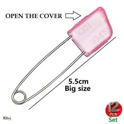 Ritvi Multicolor Plastic Double Lock Large Saree Safety Pin Women (6 pcs) 01