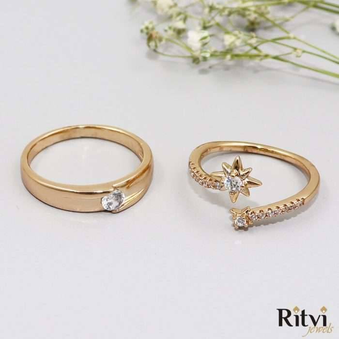Ritvi Ritvi Jewels Gold Plated Rings Combo 0002
