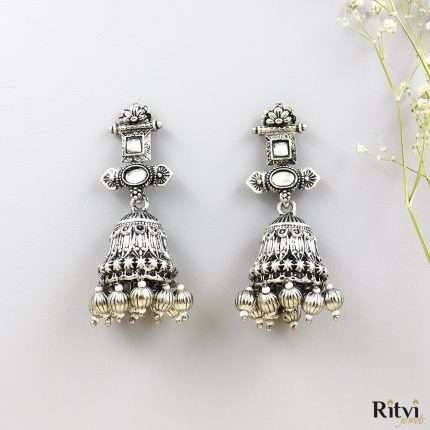 Ritvi Yasmin Silver Oxidised Earrings