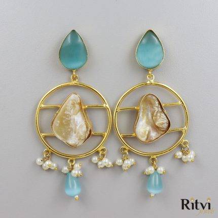 Fluid stone firozi earrings 1