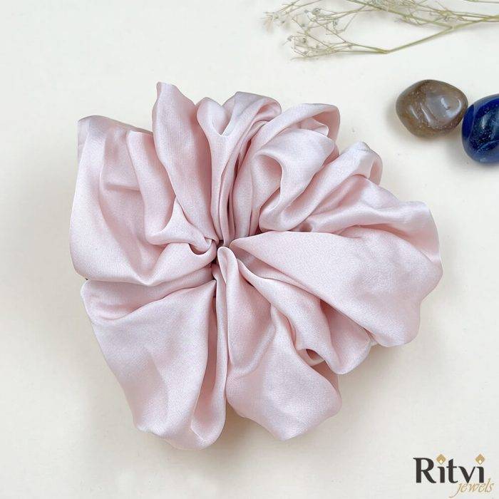 Ritvi Luxury Satin Scrunchies - Light Pink