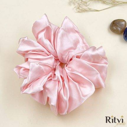Ritvi Stain Scrunchies For WomenGirls - Pink