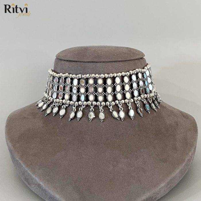 tanisha-mirror-oxidised-necklace-set