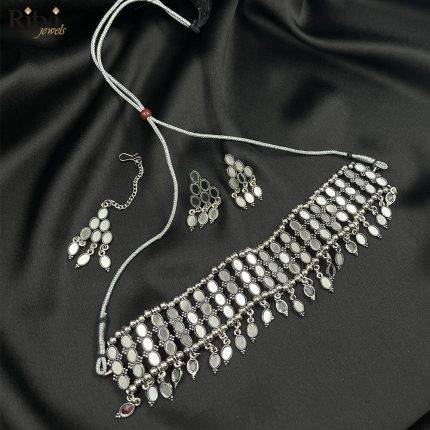 tanisha-mirror-oxidised-necklace-set