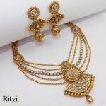 Ritvi Dhwani Rajwada Gold Necklace Set