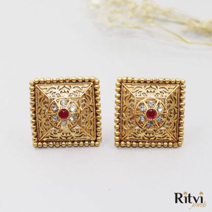 Ritvi Jaya Antique Earrings (Ruby)