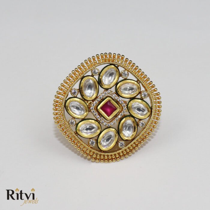 Ritvi Kamya Kundan Ring (Ruby)