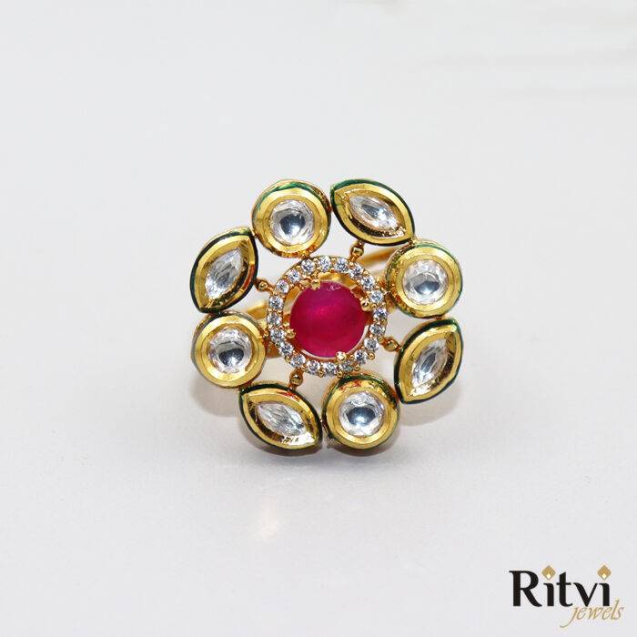 Ritvi Mansi Kundan Ring (Ruby)