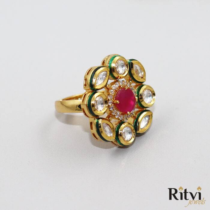 Ritvi Mansi Kundan Ring (Ruby)
