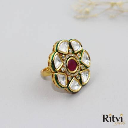 Ritvi Manvi Kundan Ring (Ruby)