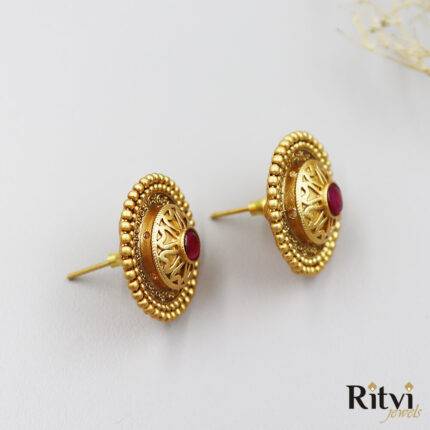 Ritvi Raaga Antique Earrings (Ruby)