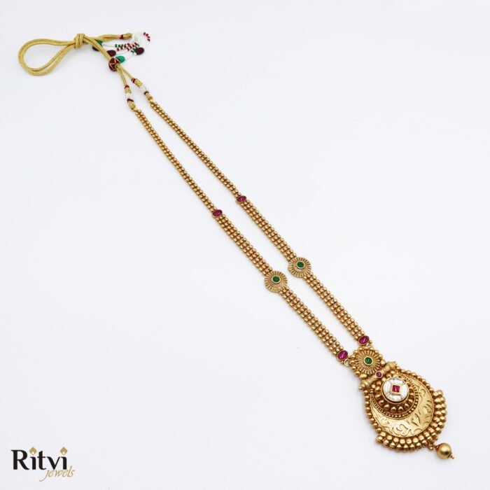 Ritvi Anusha Kundan Long Necklace Set