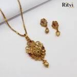 Ritvi Ayushree Ruby Gold Polish Pendant Set