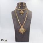 Ritvi Bhavini Gold Plated Long & Short Necklace Set Combo