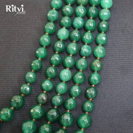 Ritvi Dark Green Crystal Beaded 5 Line Sherwani Mala
