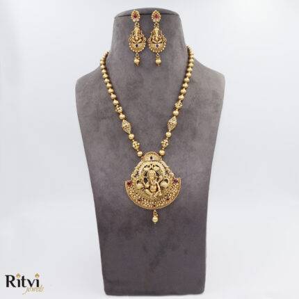 Ritvi Ganesh Temple Long Necklace Set