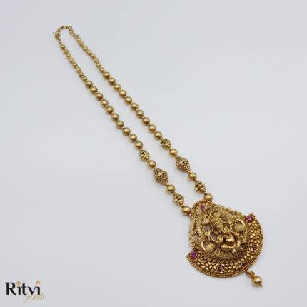 Ritvi Ganesh Temple Long Necklace Set