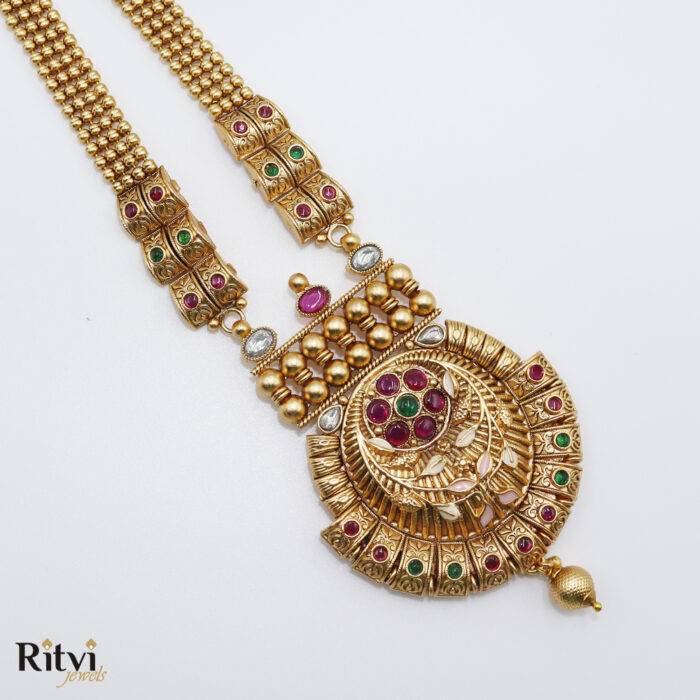 Ritvi Girisha Gold Long Necklace Set