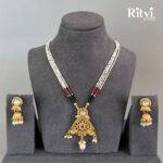 Ritvi Hema Ruby Green Gold Polish Jhumka Pendant Set