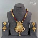 Ritvi Kareena Ruby Gold Polish Jhumka Pendant Set