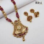 Ritvi Kareena Ruby Gold Polish Jhumka Pendant Set
