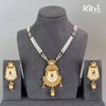Ritvi Zara Mint Meena Gold Polish Pendant Set (2)