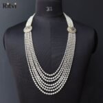 Ritvi Divam White Pearl Kundan Sherwani Mala