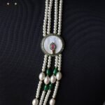 Ritvi Sea Green & White Pearl 4 Line Sherwani Mala - Image 2