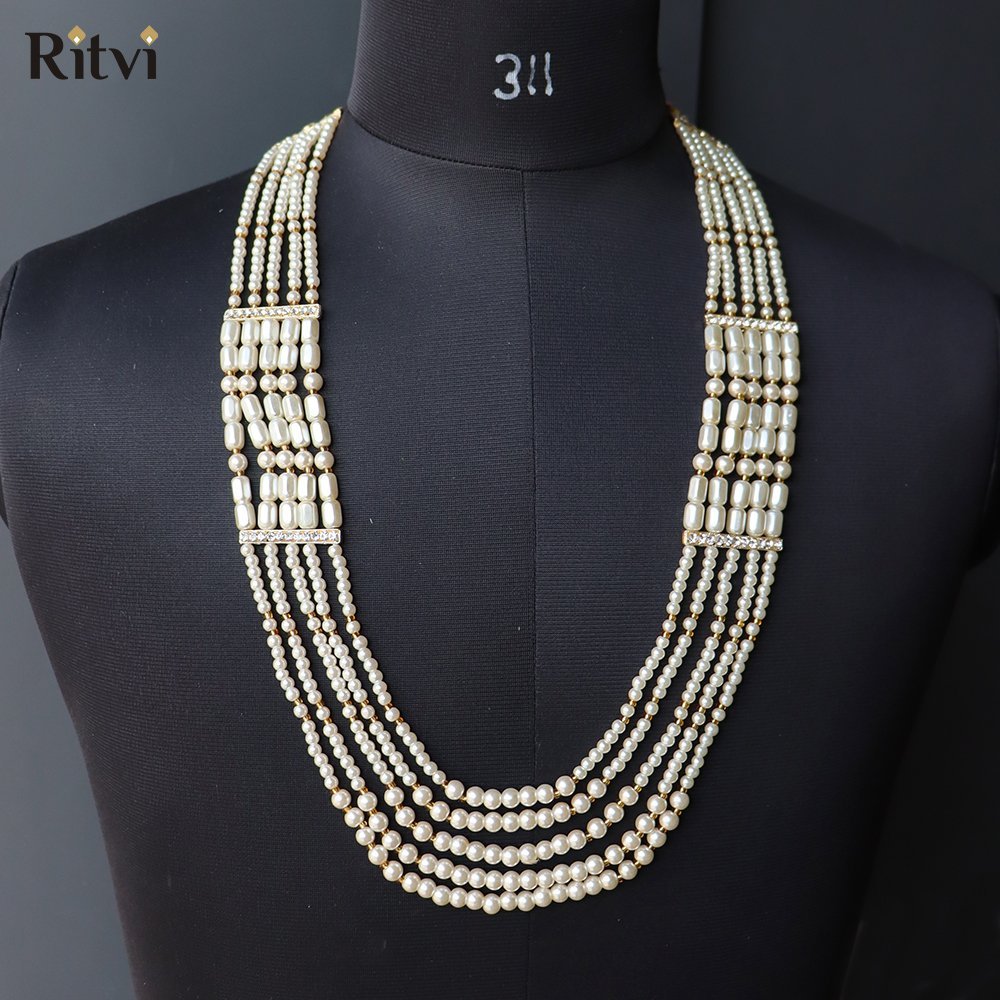 7.jpg Ritvi White Pearl Groom Sherwani Mala - Image 1