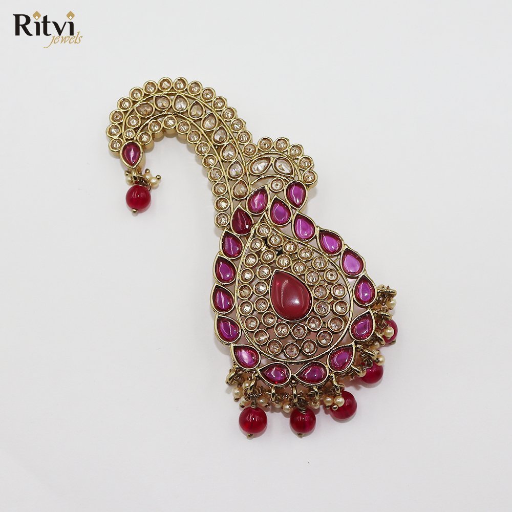 Hartaj-rani-pink-polki-kalgi-1.jpg Hartaj rani pink kalgi - Image 1