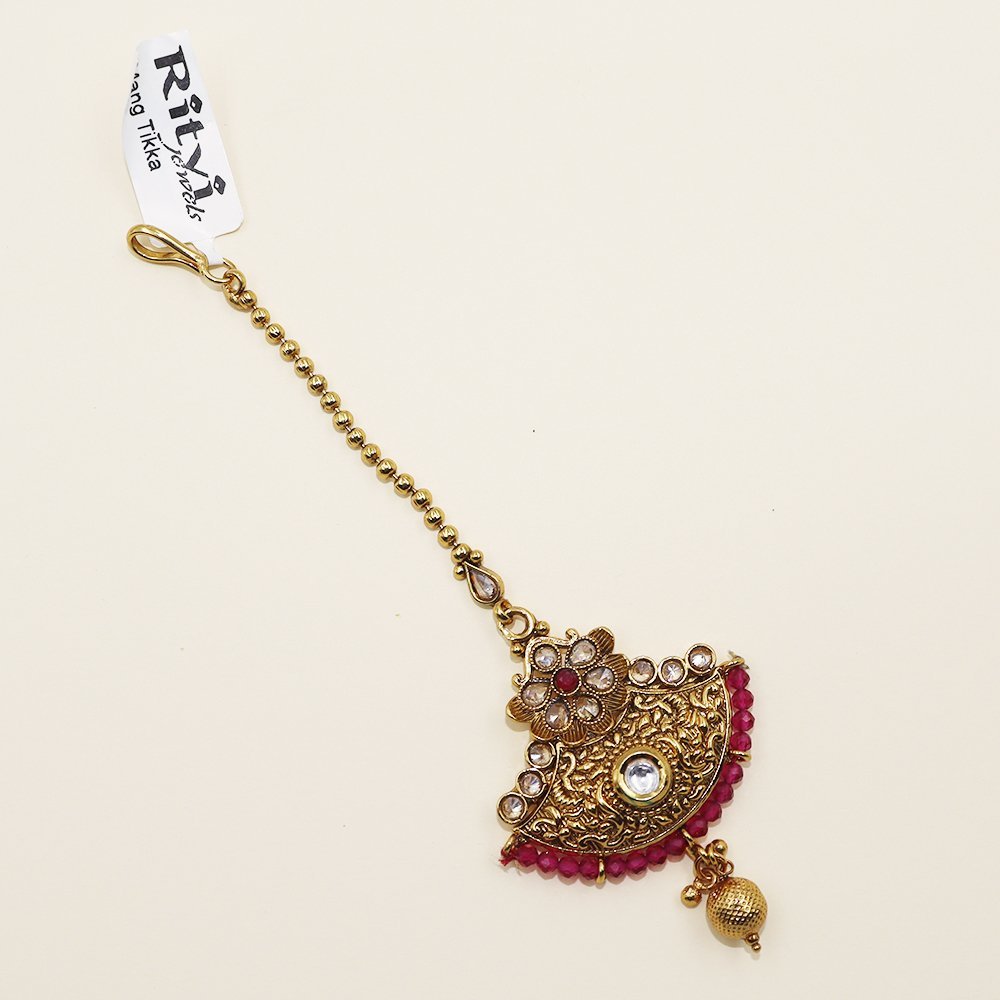 Lipika-Polki-And-Kundan-Gold-Maang-Tikka-1.jpg Lipika Polki And Kundan Gold Maang Tikka - Image 1
