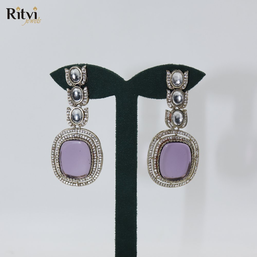 Navya-Purple-zircon-earrings-1.jpg Navya Earrings- Purple - Image 1