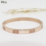 Om Rose Gold Band Bracelet For Women - Image 3