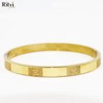 Om Women Gold Band Bracelet - Image 3