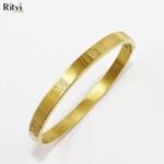 Om Women Gold Band Bracelet - Image 2