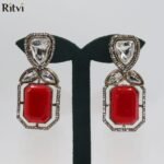Regal Ruby Kundan Drop Earrings