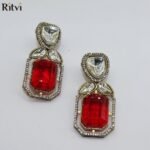 Regal Ruby Kundan Drop Earrings - Image 2