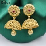 Ritvi Kala Gold Ruby Jhumka - Image 2