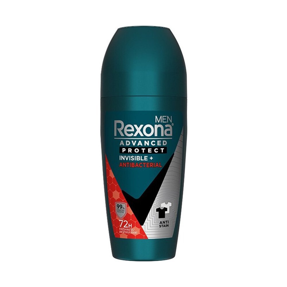 Rexona-Men-Invisible-Antibacterial-45ml.jpg Rexona Men Advanced Protect Invisible & Antibacterial Roll On (45ml) - Image 1