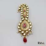 Akshay Gold Finished Pearl Kundan Kalgi Ruby