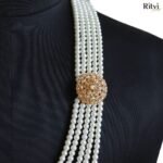 Ritvi Five Layer White Pearl Sherwani Mala - Image 2