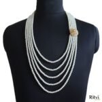 Ritvi Five Layer White Pearl Sherwani Mala