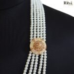 Ritvi Five Layer White Pearl Sherwani Mala - Image 2